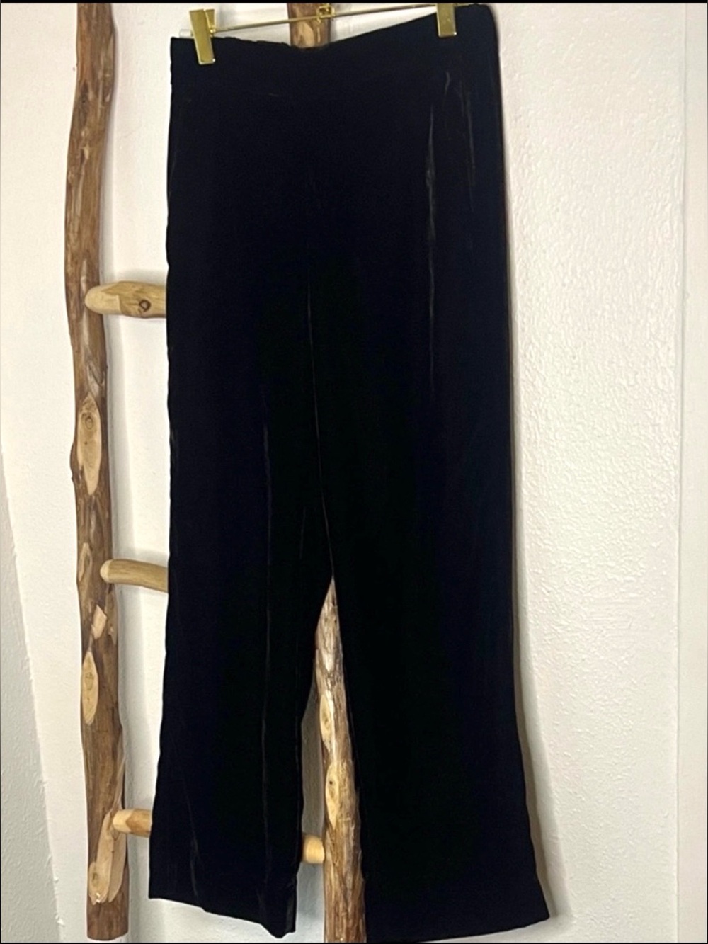 J. Crew Black Velvet Straight Leg Stretch Waist Trousers Pants XS 00